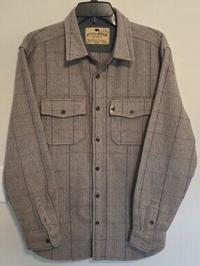 Buffalo Jackson Trading Co Yukon Wool Shirt Jacket Men’s Size Large Khaki Plaid